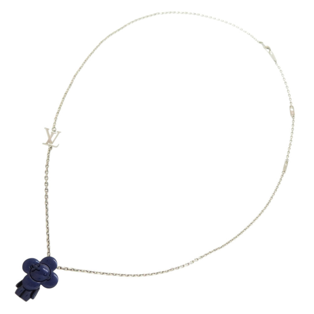 Louis Vuitton Vivienne Metal Charm MP3194 Necklace, Metal, Silver, Blue, LV 0...